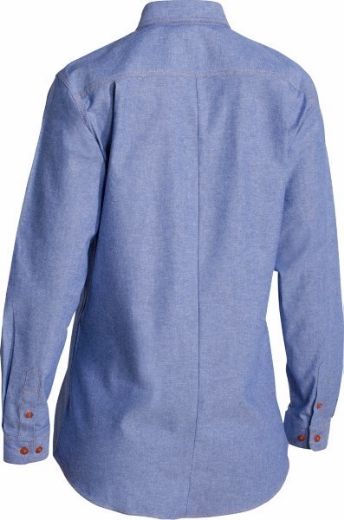 Picture of Bisley Ladies Chambray Shirt Long Sleeve 100% Cotton Blue
