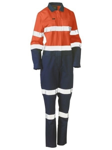 Picture of Bisley Ladies Hi Vis Cotton Drill Coverall with Reflective Tape