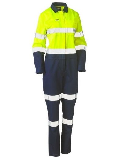 Picture of Bisley Ladies Hi Vis Cotton Drill Coverall with Reflective Tape