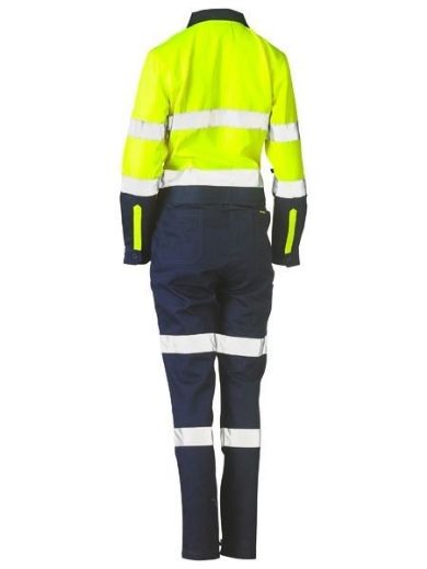 Picture of Bisley Ladies Hi Vis Cotton Drill Coverall with Reflective Tape