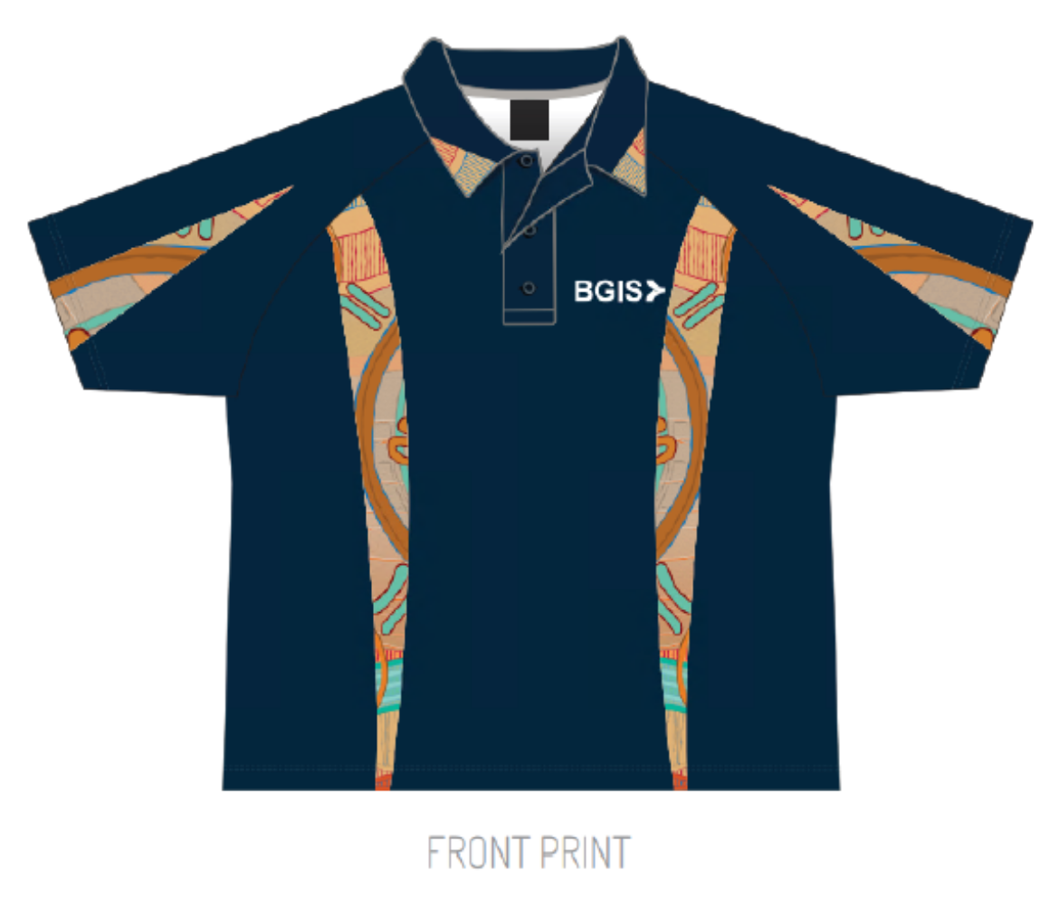 Picture of BGIS Ladies Navy Indigenous Design Sublimated Polo Shirts