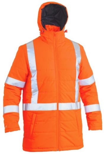Picture of Bisley Hi Vis Puffer Jacket - Showerproof with Rail X Pattern Reflective Tape