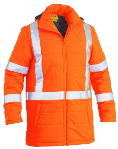 Picture of Bisley Hi Vis Puffer Jacket - Showerproof with Rail X Pattern Reflective Tape