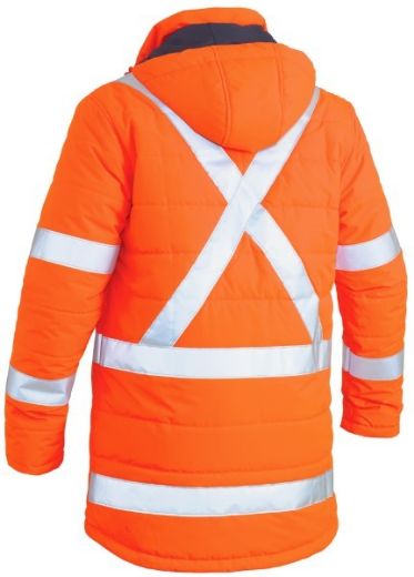 Picture of Bisley Hi Vis Puffer Jacket - Showerproof with Rail X Pattern Reflective Tape