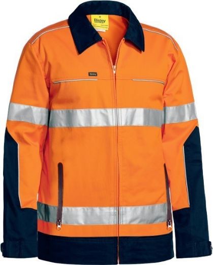 Picture of Bisley Hi Vis Cotton Drill Jacket Water Repellent with Reflective Tape
