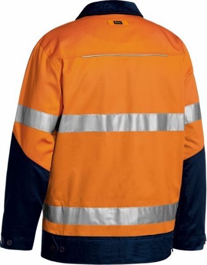 Picture of Bisley Hi Vis Cotton Drill Jacket Water Repellent with Reflective Tape