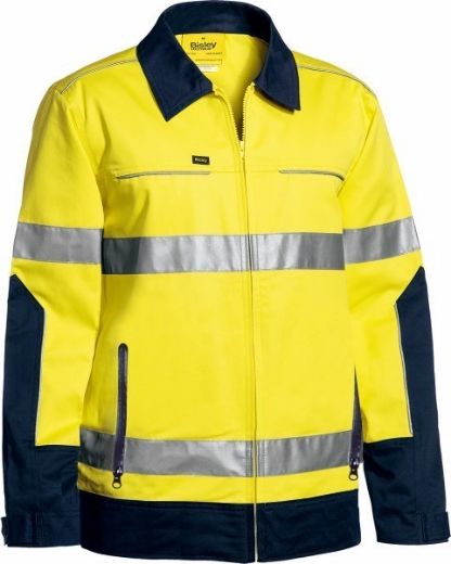 Picture of Bisley Hi Vis Cotton Drill Jacket Water Repellent with Reflective Tape