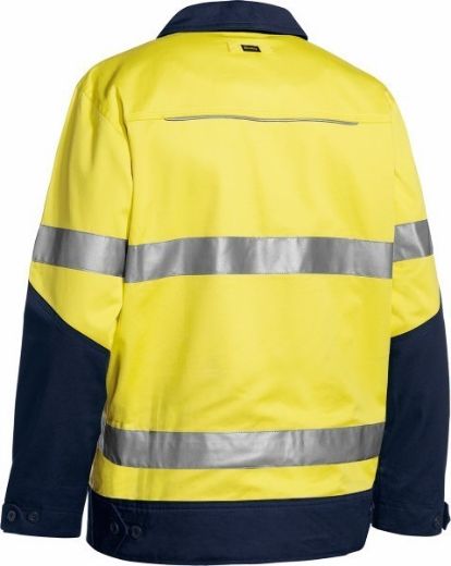 Picture of Bisley Hi Vis Cotton Drill Jacket Water Repellent with Reflective Tape