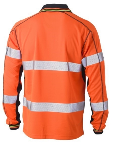 Picture of Bisley Polo Shirt Long Sleeve 100% Polyester Mesh Including Perforated Reflective Tape