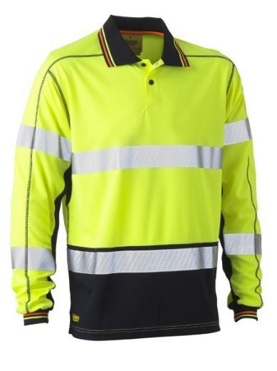 Picture of Bisley Polo Shirt Long Sleeve 100% Polyester Mesh Including Perforated Reflective Tape