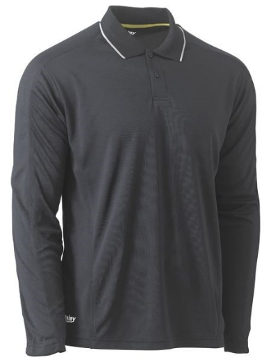 Picture of Bisley Cool Mesh Polo Shirt Long Sleeve with Reflective Piping