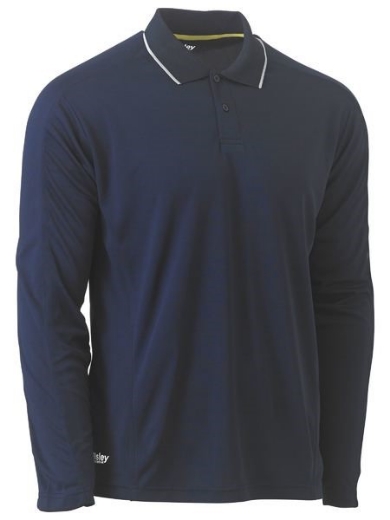 Picture of Bisley Cool Mesh Polo Shirt Long Sleeve with Reflective Piping