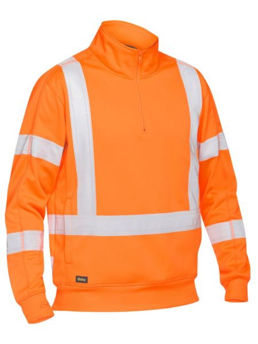 Picture of Bisley Fleece 1/4 Zip Pullover Rail  Reflective Tape Orange