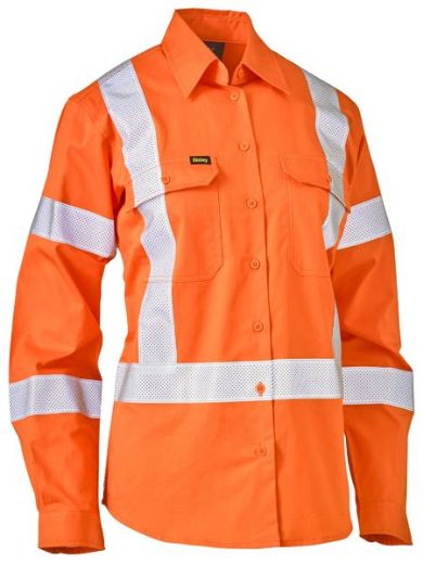 Picture of Bisley Ladies Lightweight Rail Drill Shirt with Reflective Tape