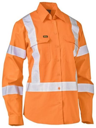 Picture of Bisley Ladies Lightweight Rail Drill Shirt with Reflective Tape