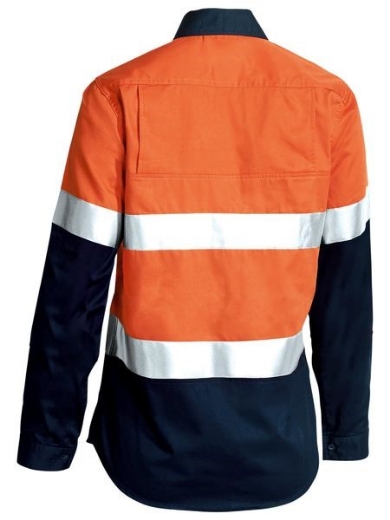 Picture of Bisley Ladies Cool Lightweight Shirt Long Sleeve 2 Hoop Reflective Tape