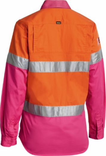 Picture of Bisley Ladies Cool Lightweight Shirt Long Sleeve 2 Hoop Reflective Tape (National Breast Cancer Foundation)