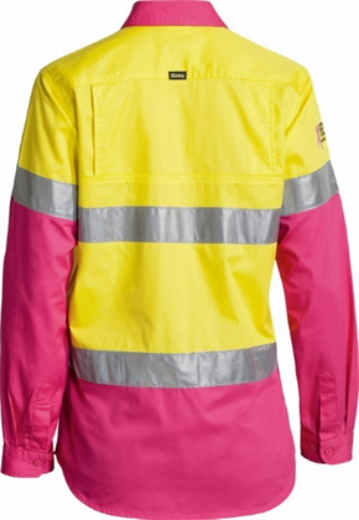 Picture of Bisley Ladies Cool Lightweight Shirt Long Sleeve 2 Hoop Reflective Tape (National Breast Cancer Foundation)