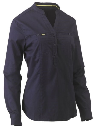 Picture of Bisley Ladies V-Neck Stretch Closed Front Shirt Long Sleeve