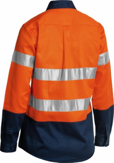 Picture of Bisley Ladies Cotton Drill Shirt with 2 Ring Pattern Reflective Tape