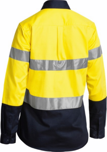 Picture of Bisley Ladies Cotton Drill Shirt with 2 Ring Pattern Reflective Tape