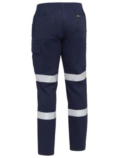 Picture of Bisley Taped Biomotion Stretch Cotton Drill Elastic Waist Cargo Work Pant Navy