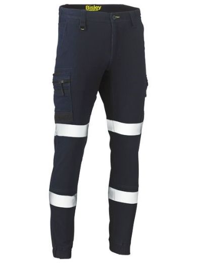 Picture of Bisley Flex & Move Stretch Cuffed Reflective Cargo Pants Denim