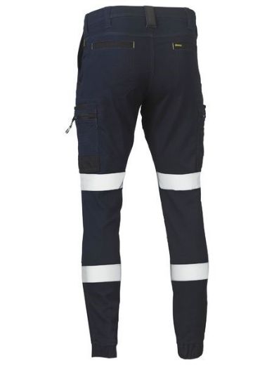 Picture of Bisley Flex & Move Stretch Cuffed Reflective Cargo Pants Denim