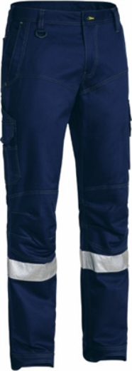 Picture of Bisley X Flow Rip Stop 100% Cotton  Engineered Cargo Work Pants Navy with Reflective Tape