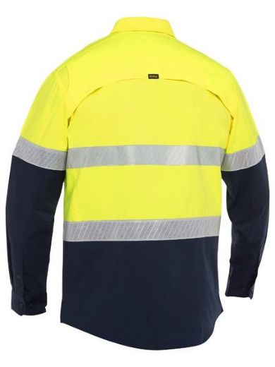 Picture of Bisley Mens X Airflow Long Sleeve Work Shirt 88% Polyester, 9% Cotton, 3% Spandex Stretch Ripstop with Perforated Reflective Tape