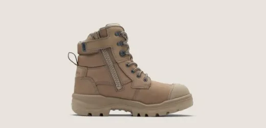 Picture of Blundstone ROTOFLEX Boot Zip Side Lace up Safety Boot Stone TPU Toe Guard