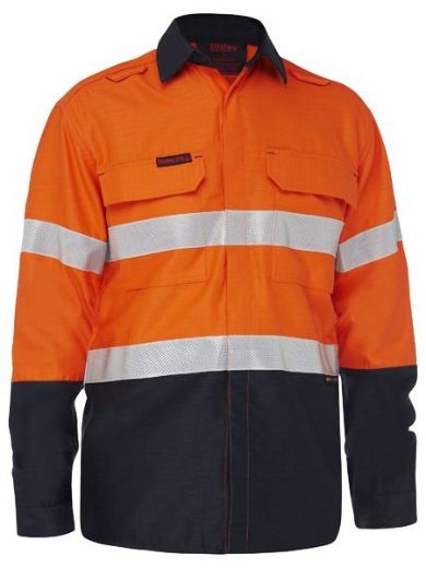 Picture of Bisley Mens Apex 185 Hi Vis Ripstop Vented FR Shirt PPE2 ATPV 8.5