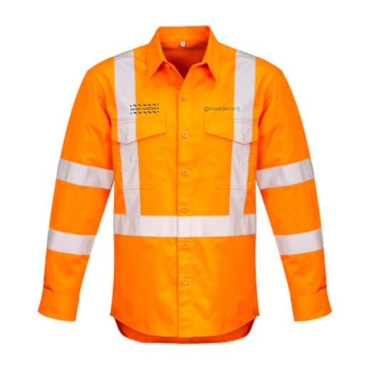 Picture of Cotton Drill Shirt Long Sleeve Rail X Reflective Tape Orange