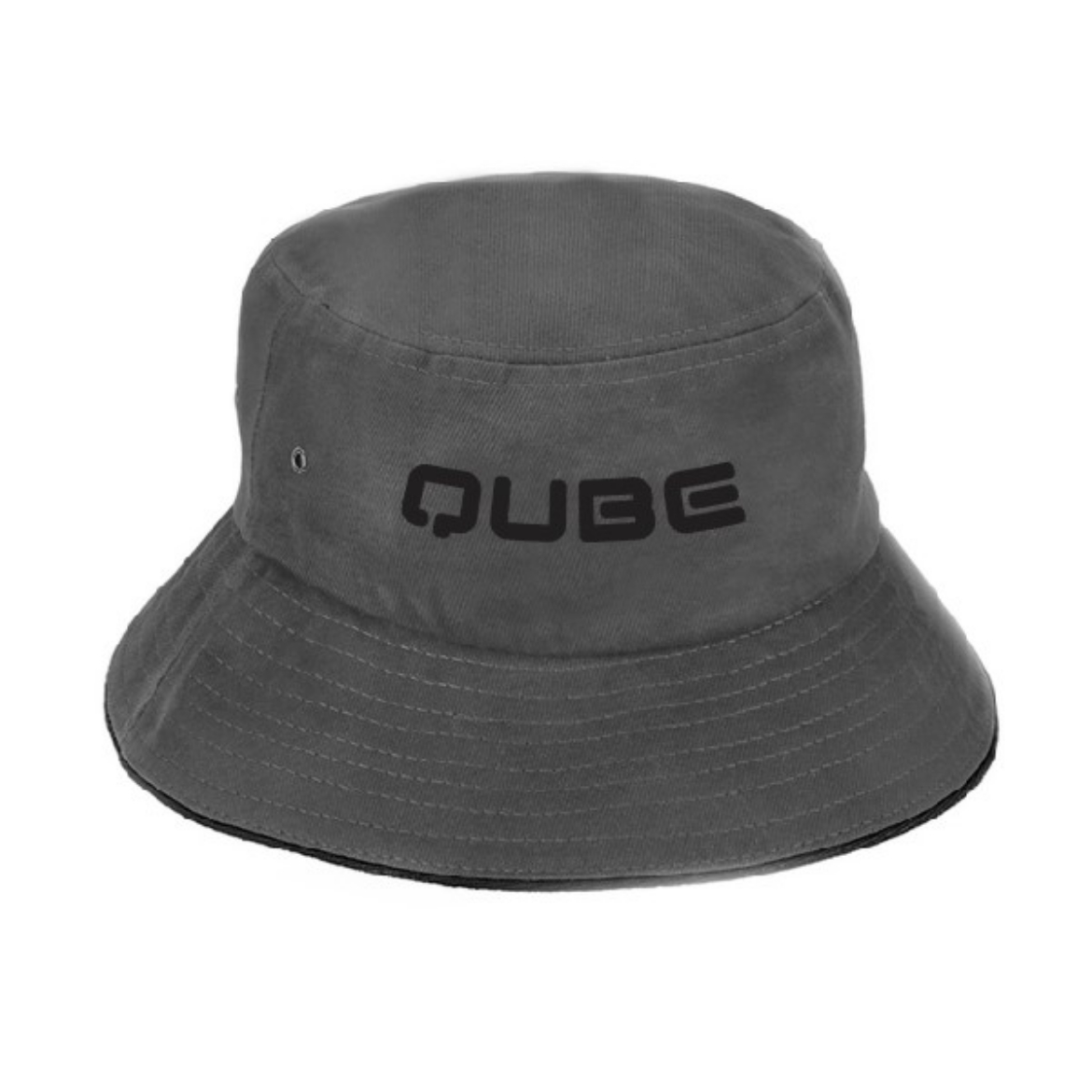 Picture of Bucket Hat Sandwich Design Heavy Brushed Cotton Charcoal/Black with QUBE Embroided Logo