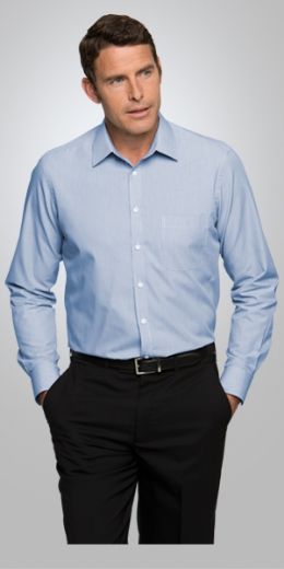 Picture of City Collection Mens Pin Feather Stripe Shirt Long Sleeve