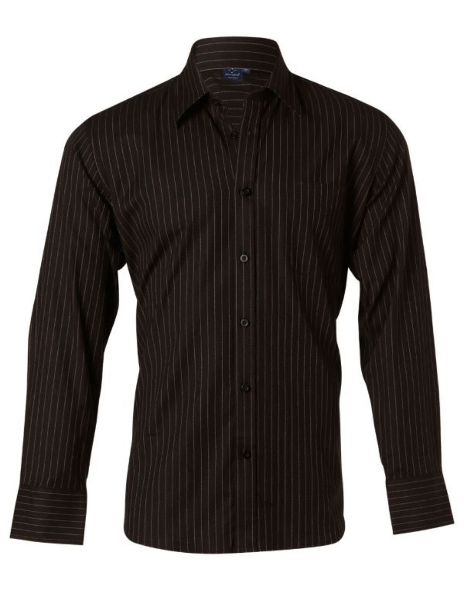 Picture of Winning Spirit Mens Herringbone Pin Stripe Long Sleeve Shirt