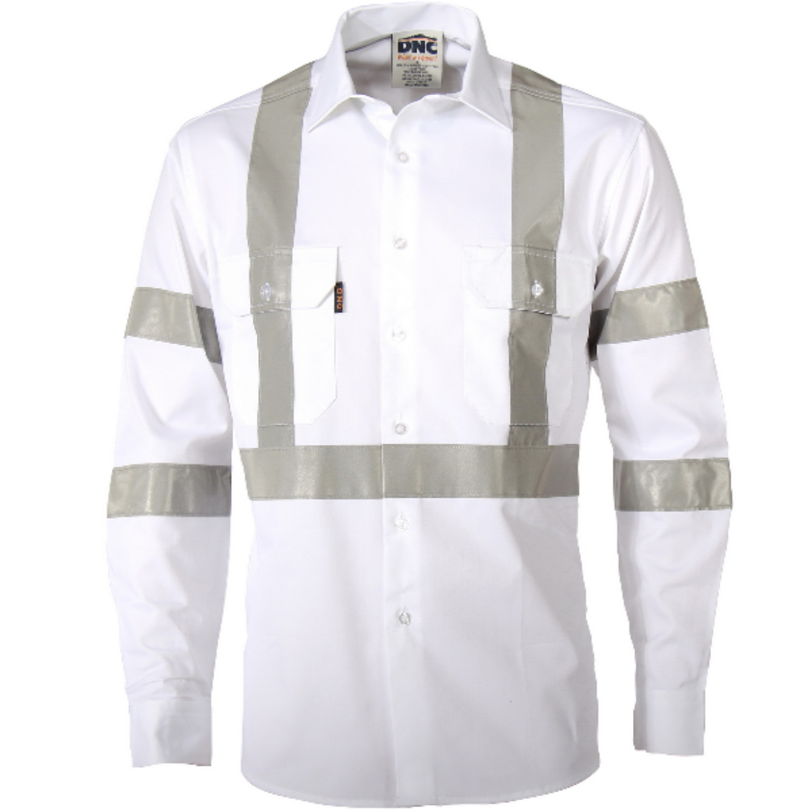 Picture of DNC RTA Night Worker Cotton Drill Shirt CSR Reflective Tape White