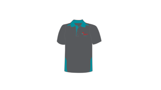 Picture of Custom Ladies Polo Shirt Short Sleeve Cotton Back Charcoal/Teal Including Georges River Council Logo
