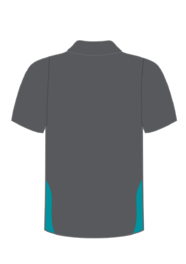 Picture of Custom Ladies Polo Shirt Short Sleeve Cotton Back Charcoal/Teal Including Georges River Council Logo