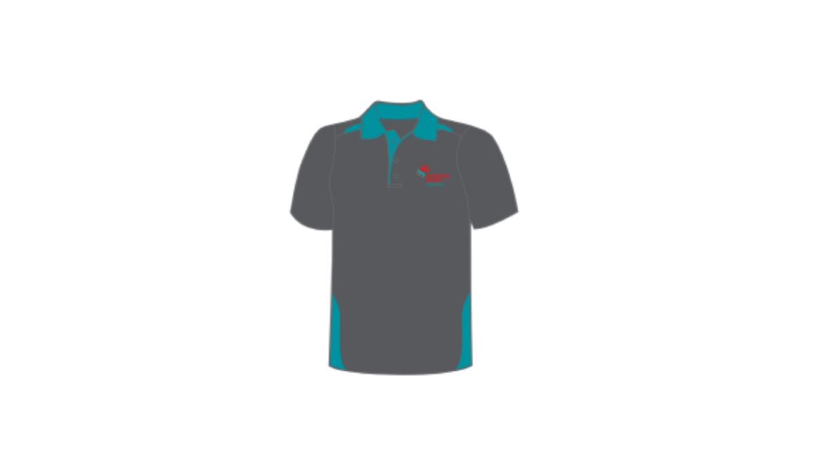 Picture of Custom Mens Polo Shirt Short Sleeve Cotton Back Charcoal/Teal Including Georges River Council Logo