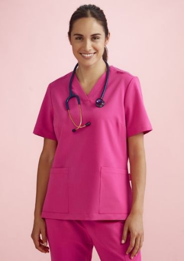 Picture of Bizcare Ladies Pink V-Neck Scrub Top
