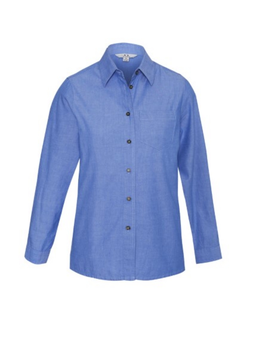 Picture of Biz Collection Ladies Blue Chambray Shirt Long Sleeve 100% cotton