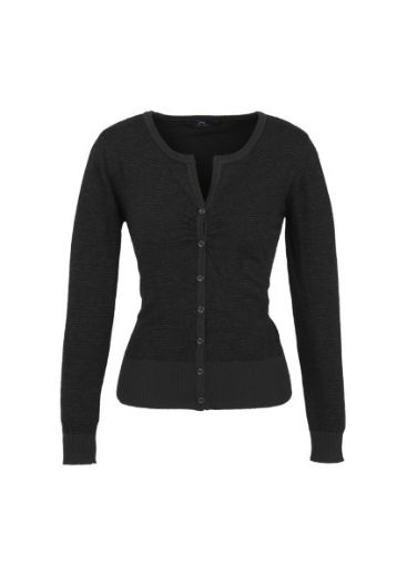 Picture of Biz Collection Ladies Origin Black/Charcoal Cardigan 100% Merino Wool