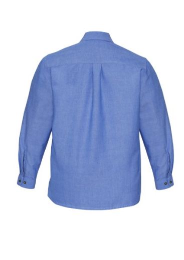 Picture of Biz Collection Mens Blue Chambray Shirt Long Sleeve 100% Cotton