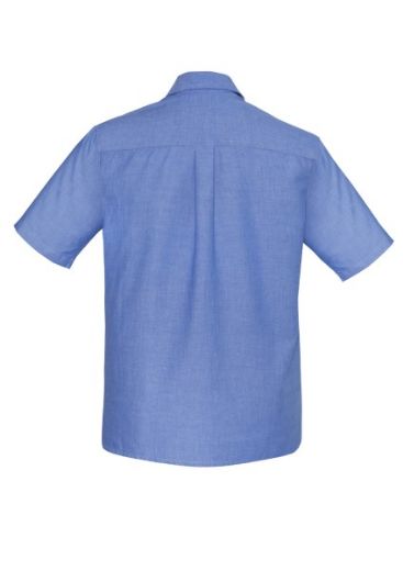 Picture of Biz Collection Mens Blue Chambray Shirt Short Sleeve 100% Cotton