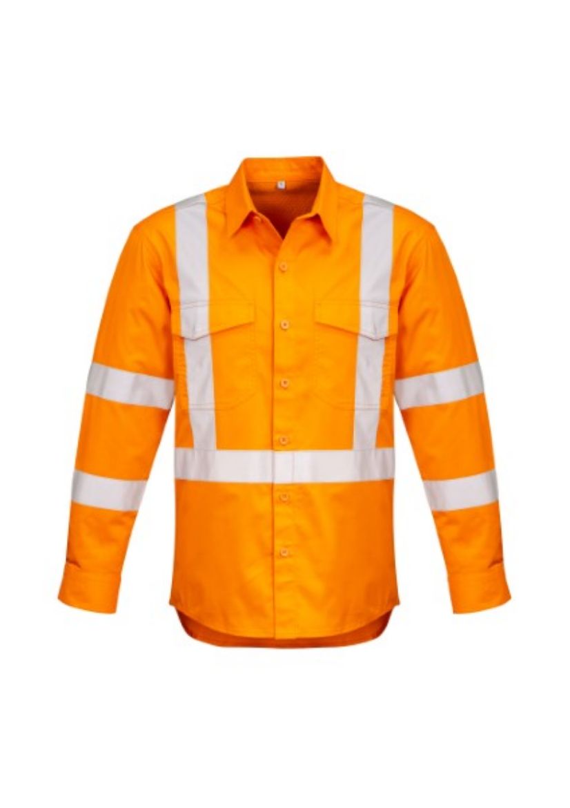 Picture of Syzmik Mens Shirt Mid Weight Hi Vis X Back Taped Shirt Orange