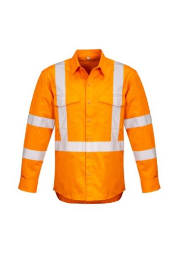 Picture of Syzmik Mens Shirt Mid Weight Hi Vis X Back Taped Shirt Orange