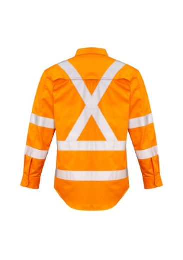Picture of Syzmik Mens Shirt Mid Weight Hi Vis X Back Taped Shirt Orange