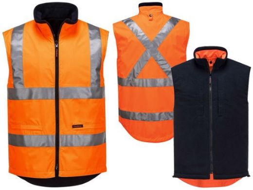 Picture of Prime Mover Hi Vis Reversible Vest with Polar Fleece Lining X Pattern Reflective Tape