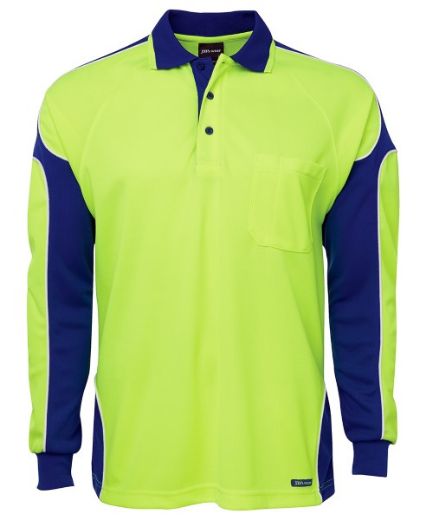 Picture of JB's Hi Vis Arm Panel Polo Shirt Long Sleeve 100% Polyester 2 Tone